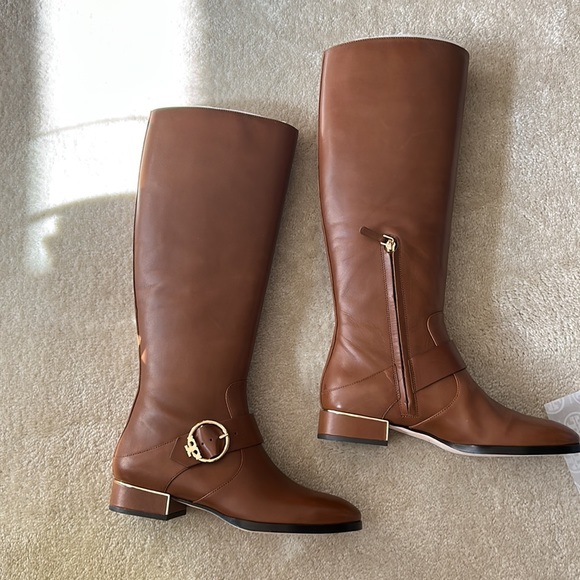 Tory Burch Sofia Roding Boot Festival Brown and Gold 9.5 - Picture 7 of 8